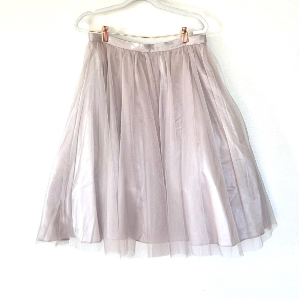 Marina Taupe Layered Tulle Ballerina Midi Skirt Beige Neutral Size M Medium - Picture 2 of 8